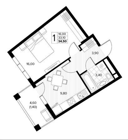 
  Продается 1-комн. квартира 36.3 м², в ЖК Кипарис, литер 6. Фото 3.