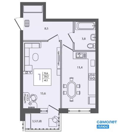 
  Продается 1-комн. квартира 41.1 м². Фото 13.
