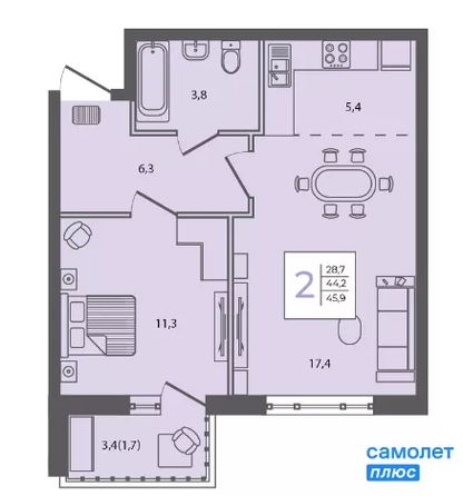 
  Продается 1-комн. квартира 45.9 м², в . Фото 13.