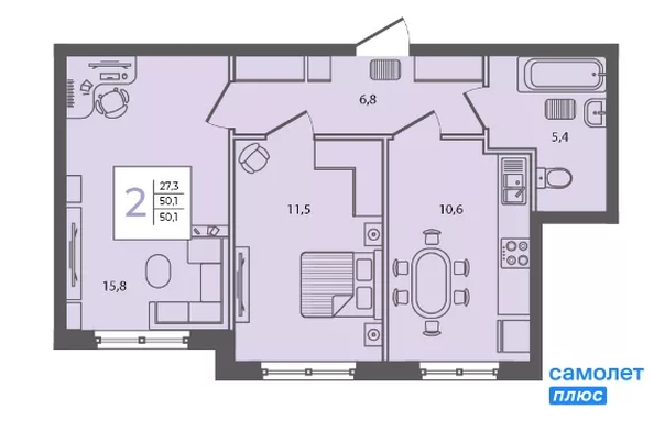 
  Продается 2-комн. квартира 50.1 м². Фото 13.