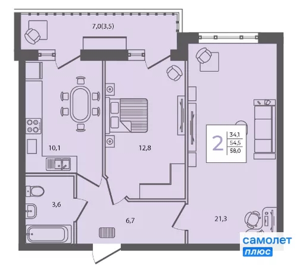 
  Продается 2-комн. квартира 58 м², в . Фото 13.