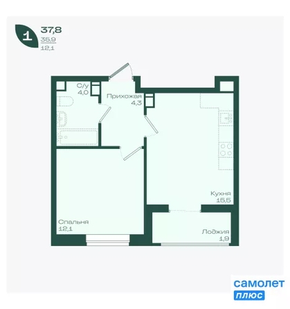 
  Продается 1-комн. квартира 37.8 м², в ЖК Ботаника, литер 1.1. Фото 14.