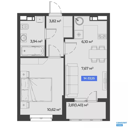 
  Продается 1-комн. квартира 33.55 м². Фото 13.