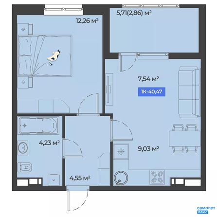 
  Продается 1-комн. квартира 40.5 м², в ЖК Соловей, литера 1. Фото 13.