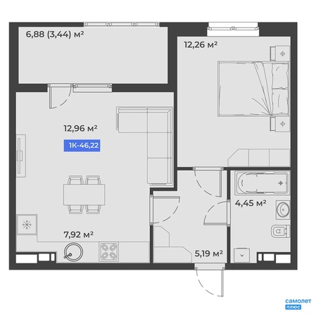 
  Продается 1-комн. квартира 46.2 м². Фото 13.