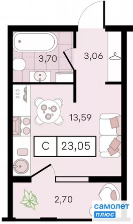 
  Продается студия 23 м², в ЖК Новые Сезоны 2, литер 28. Фото 22.