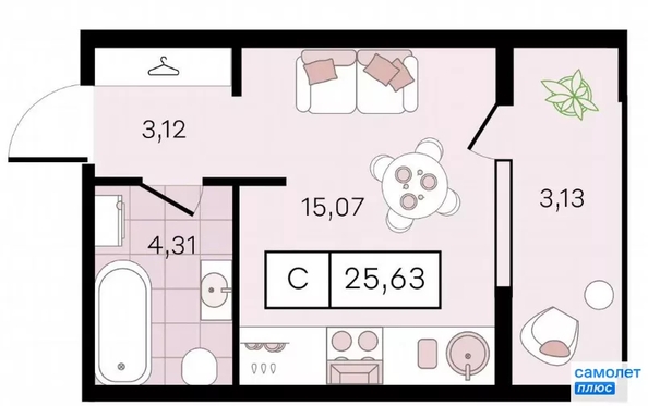 
  Продается студия 25.6 м², в ЖК Новые Сезоны 2, литер 28. Фото 22.