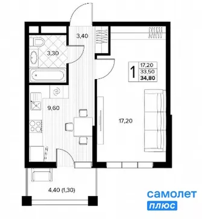 
  Продается 1-комн. квартира 34.8 м², в ЖК Кипарис, литер 6. Фото 17.