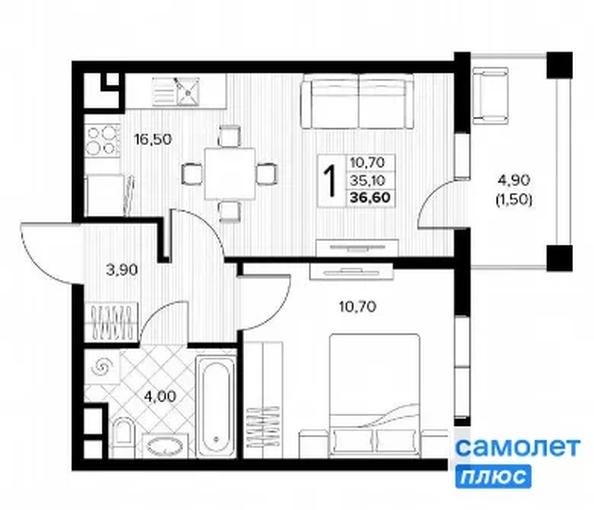 
  Продается 1-комн. квартира 36.6 м², в ЖК Кипарис, литер 6. Фото 17.