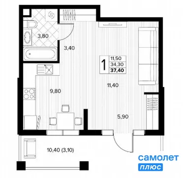
  Продается студия 37.4 м², в ЖК Кипарис, 6 литер. Фото 17.