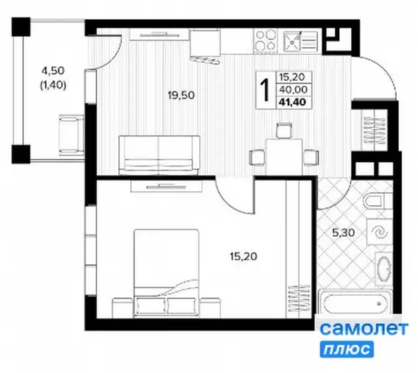 
  Продается 1-комн. квартира 41.4 м², в ЖК Кипарис, литер 6. Фото 17.