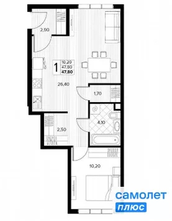 
  Продается 1-комн. квартира 47.8 м², в ЖК Кипарис, литер 6. Фото 17.