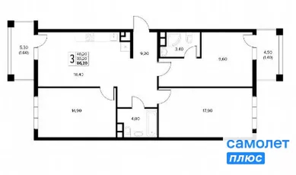 
  Продается 3-комн. квартира 86.2 м², в ЖК Кипарис, литер 6. Фото 17.