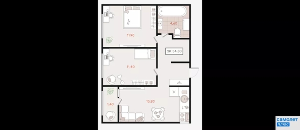 
  Продается 2-комн. квартира 54.3 м². Фото 18.