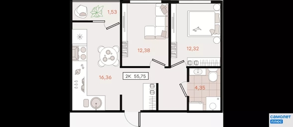 
  Продается 2-комн. квартира 55.75 м², в . Фото 18.