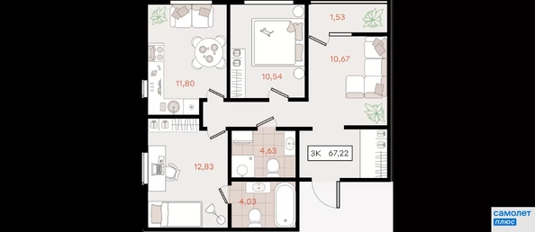 
  Продается 3-комн. квартира 67.2 м². Фото 18.