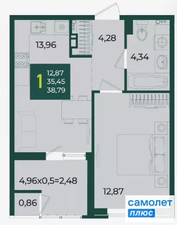 
  Продается 1-комн. квартира 38.8 м², в ЖК Образцово, дом 3. Фото 17.
