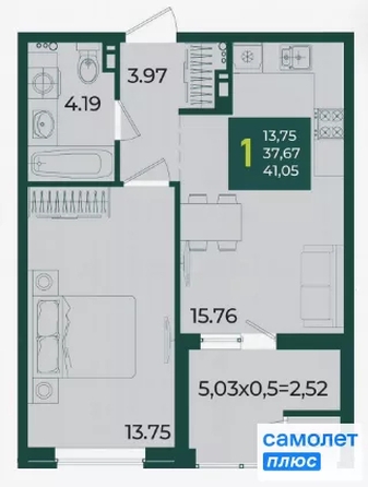 
  Продается 1-комн. квартира 41 м², в ЖК Образцово, дом 3. Фото 17.