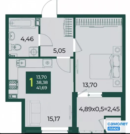
  Продается 1-комн. квартира 41.5 м², в ЖК Образцово, дом 3. Фото 17.