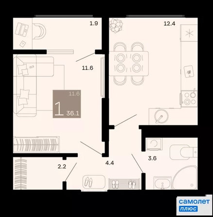 
  Продается 1-комн. квартира 36.1 м², в ЖК Хозяин морей, литер 1. Фото 23.