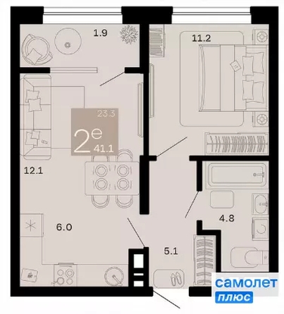 
  Продается 2-комн. квартира 41.1 м², в ЖК Хозяин морей, литер 1. Фото 23.