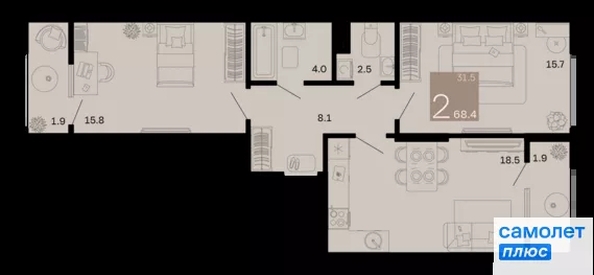 
  Продается 2-комн. квартира 68.4 м², в ЖК Хозяин морей, литер 1. Фото 23.