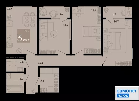 
  Продается 3-комн. квартира 85.2 м², в ЖК Хозяин морей, литер 1. Фото 23.