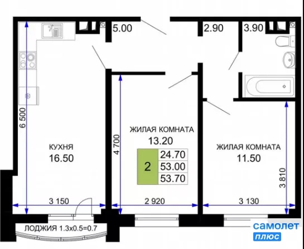 
  Продается 2-комн. квартира 53.7 м². Фото 12.