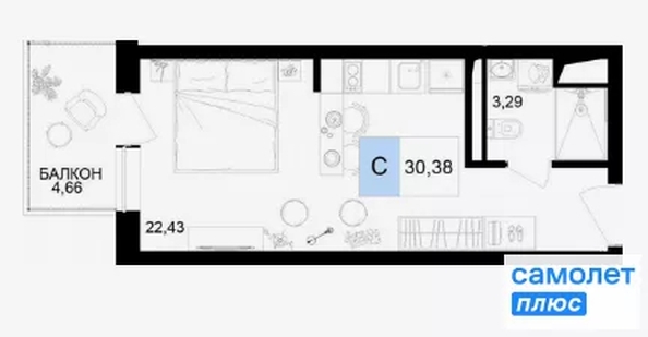 
  Продается номер в отеле 30 м², в ГК Корсаков, корпус 3. Фото 18.