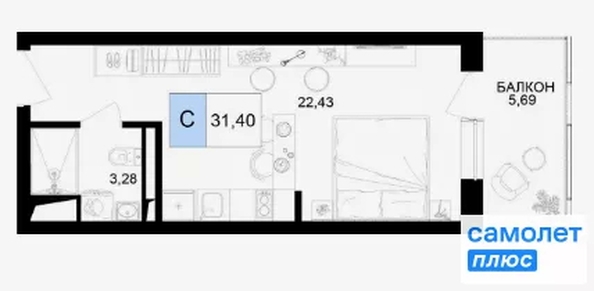 
  Продается номер в отеле 31 м², в ГК Корсаков, корпус 3. Фото 18.