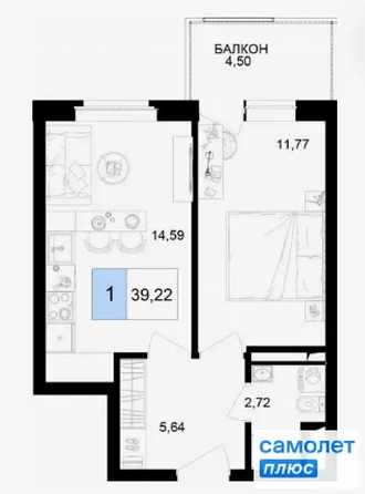 
  Продается номер в отеле 39 м², в ГК Корсаков, корпус 3. Фото 18.