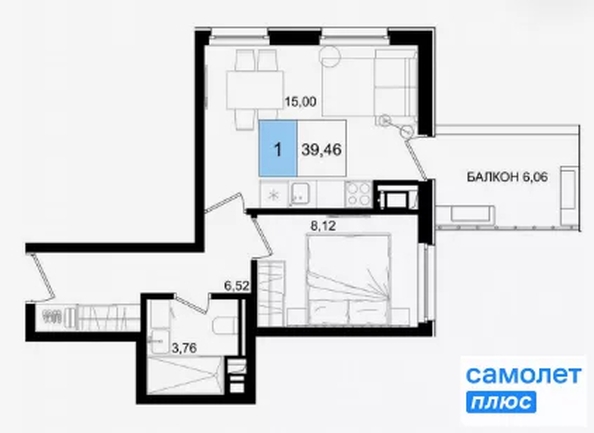 
  Продается номер в отеле 39 м², в ГК Корсаков, корпус 3. Фото 18.