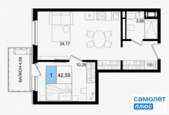 
  Продается номер в отеле 42 м², в ГК Корсаков, корпус 3. Фото 18.