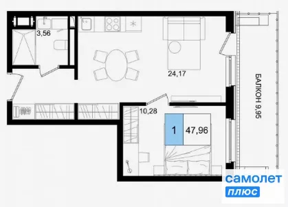 
  Продается номер в отеле 48 м², в ГК Корсаков, корпус 3. Фото 18.