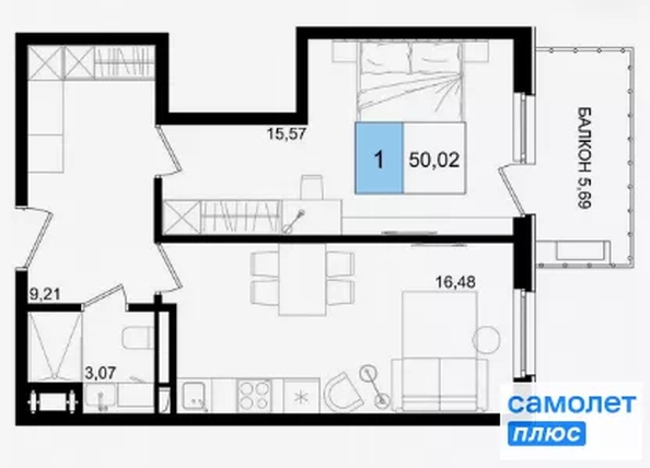 
  Продается номер в отеле 50 м², в ГК Корсаков, корпус 3. Фото 18.