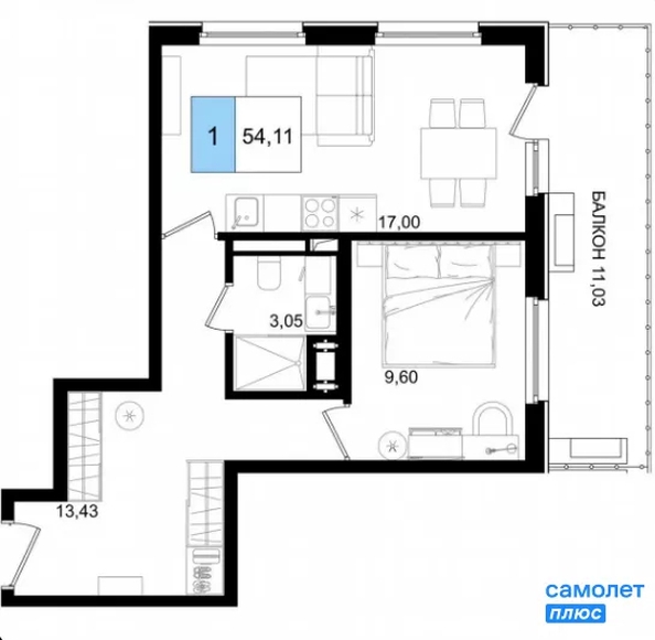 
  Продается номер в отеле 54 м², в ГК Корсаков, корпус 3. Фото 18.
