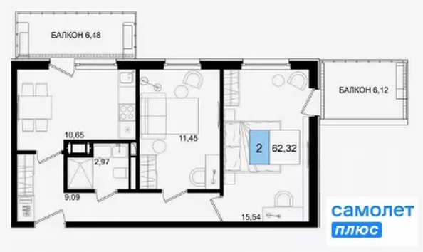
  Продается номер в отеле 62 м², в ГК Корсаков, корпус 3. Фото 18.