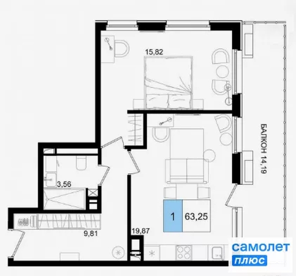 
  Продается апартамент 63 м², в ЖК Корсаков, корпус 3. Фото 18.