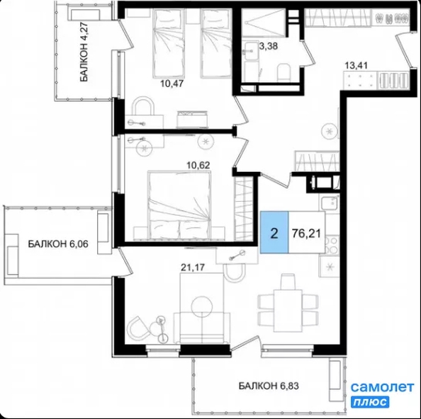 
  Продается номер в отеле 76 м², в ГК Корсаков, корпус 3. Фото 18.