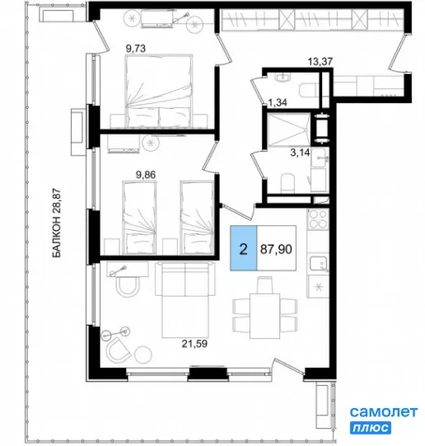 
  Продается номер в отеле 88 м², в ГК Корсаков, корпус 3. Фото 18.