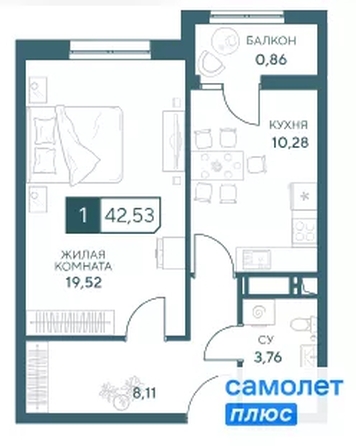 
  Продается 1-комн. квартира 42.53 м², в ЖК Центральный, корпус 1. Фото 13.