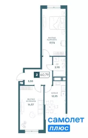 
  Продается 2-комн. квартира 60.8 м², в ЖК Центральный, корпус 1. Фото 13.