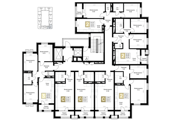 
  Продается 2-комн. квартира 57.05 м², в ЖК На Высоком берегу, дом 1. Фото 20.