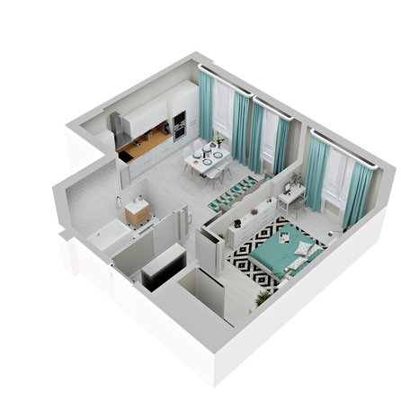 
  Продается 1-комн. квартира 41.4 м², в ЖК Зеленая территория, литера 1.2. Фото 1.