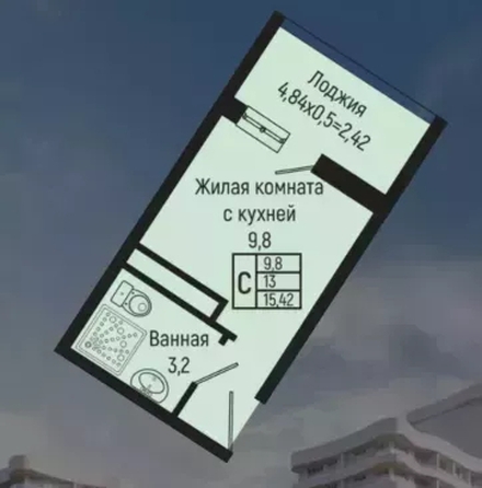 
  Продается студия 15.42 м². Фото 1.