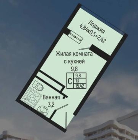 
  Продается студия 15.42 м². Фото 10.