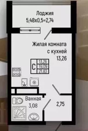 
  Продается студия 21.83 м². Фото 1.