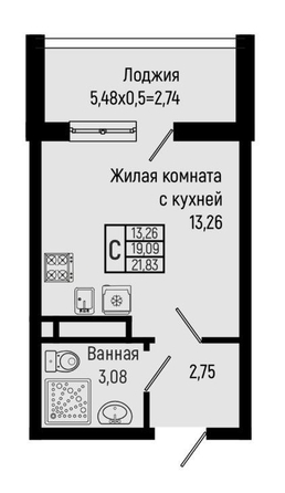 
  Продается студия 21.83 м². Фото 11.