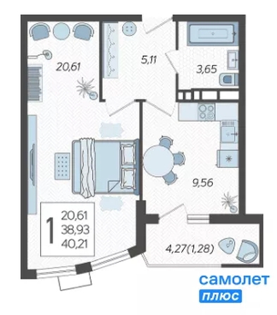 
  Продается 1-комн. квартира 40.21 м², в ЖК Режиссёр, литера 3. Фото 9.