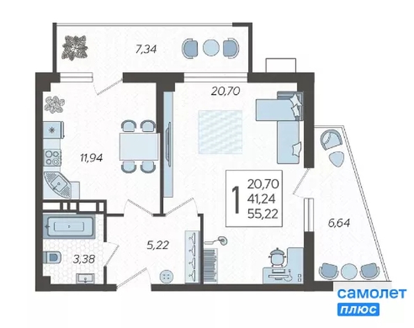 
  Продается 1-комн. квартира 55.22 м², в ЖК Режиссёр, литера 3. Фото 9.